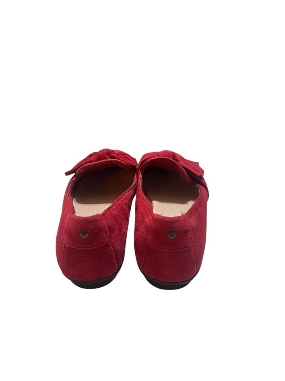 Clarks Red Bow Suede Flats Women's Slip-On Loafers Size 9 Gracelin Jonas - Picture 6 of 9